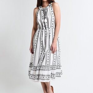 Roberta Roller Rabbit Dress Odelle White Cotton Midi Size S